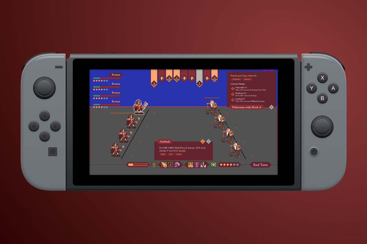 A Nintendo Switch mockup of the Project Canale battle screen